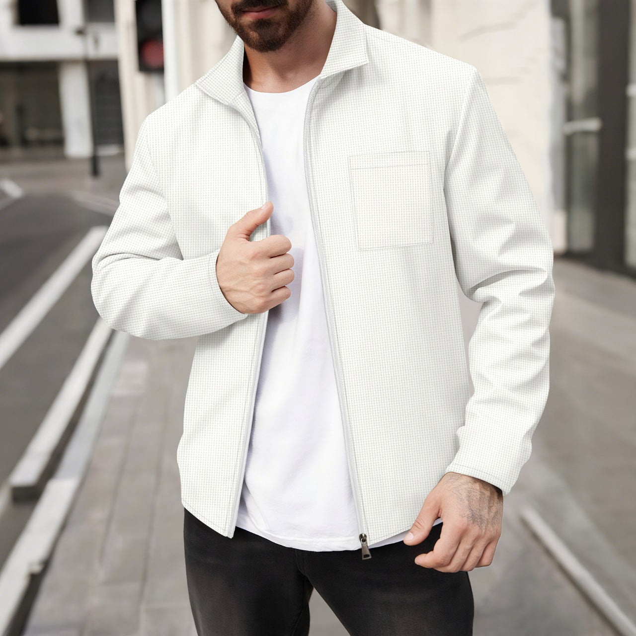 Herren Jacke Modern Strukturiert Urban Style