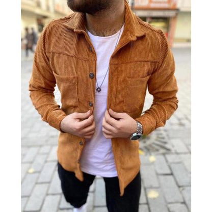 Herren Cordjacke Lässig Grün Braun Modern - BerlinGlamour