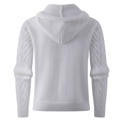 Herren Strickpullover Kapuze Modern Knopfdesign