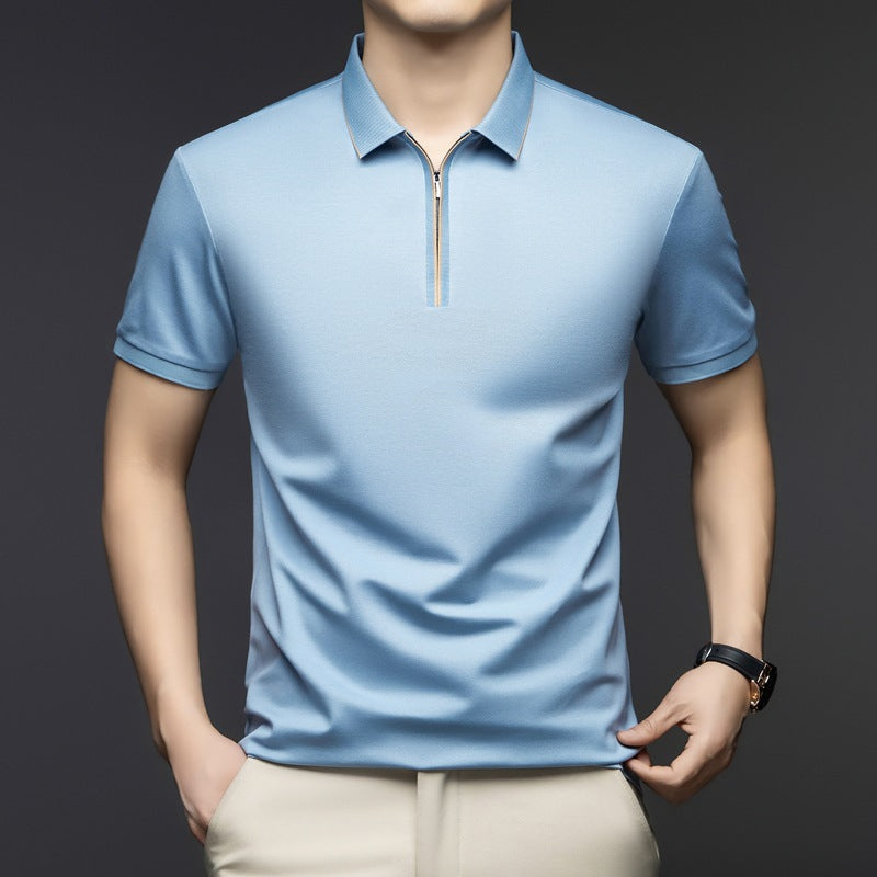 Herren Kurzarmshirt Mit Reißverschluss Modern Style