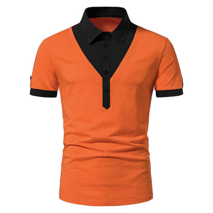 Herren Poloshirt Modern V-Ausschnitt Kontrast Akzente