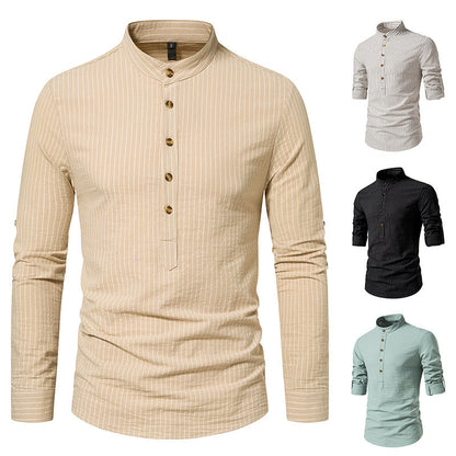 Herren Hemd Stehkragen mit feinen Streifen Modern