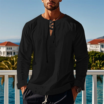 Modernes Langarmshirt mit Schnürung und V-Ausschnitt Berlin-Glamour