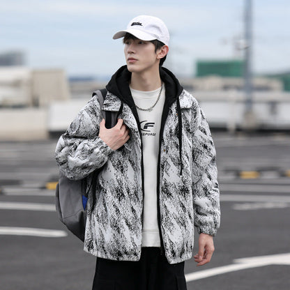 Herren Übergangsjacke Karomuster Kapuze Modern - BerlinGlamour