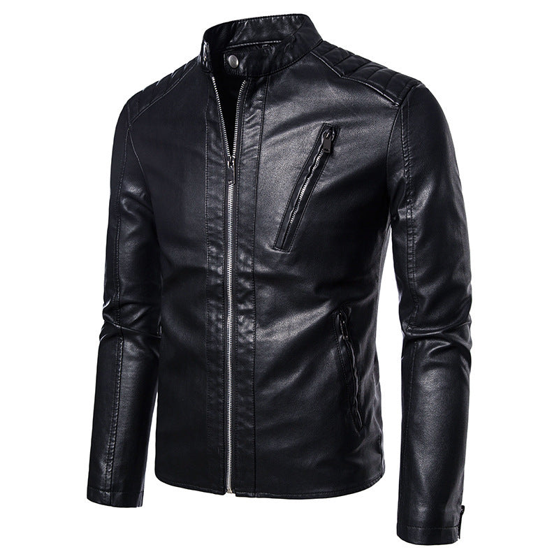 Herren Lederjacke Modern mit Nieten und Steppdetails