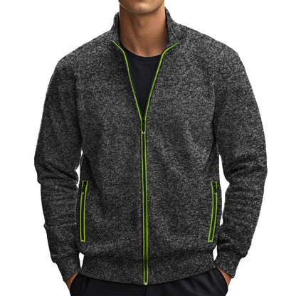 Herren Fleecejacke Stehkragen Warm mit Taschen Modern