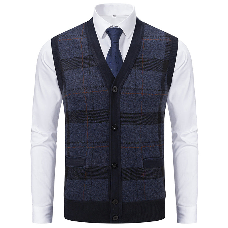 Herren Strickjacke Modern Karomuster Elegante Schale