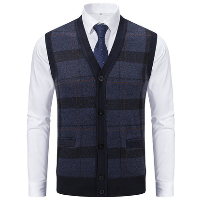 Herren Strickjacke Modern Karomuster Elegante Schale