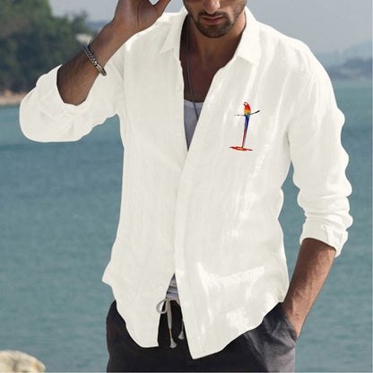 Herren Leinenhemd Sommerlich Bunt Modern