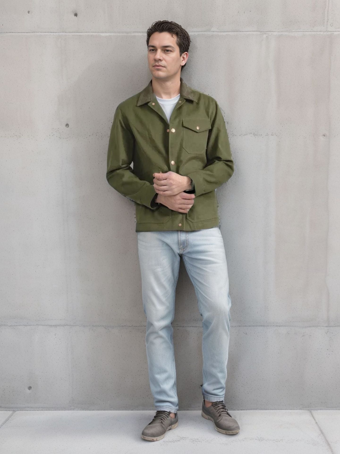Herren Lederjacke Suede Modern mit Taschen