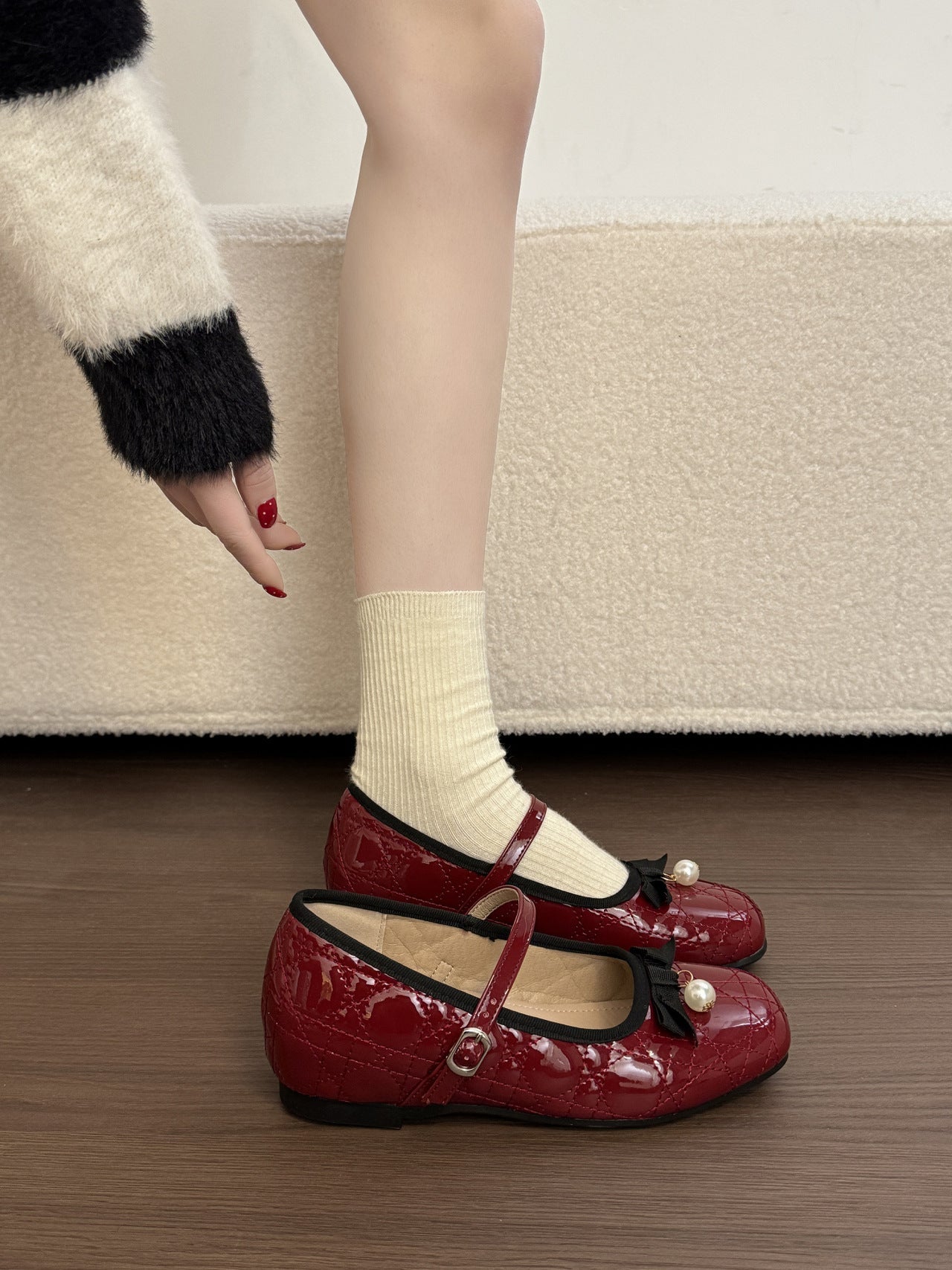 Damen Ballerinas Elegantes Design Lederschuhe