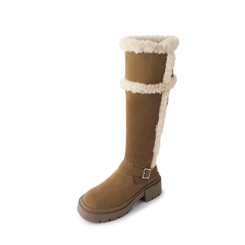 Damen Winterstiefel Flauschig Plateau Heel Modisch