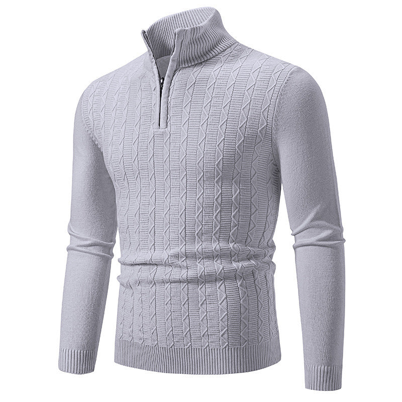 Herren Pullover Modern Stehkragen Reißverschluss Strick