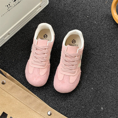 Damen Sneaker Retro Sportlich Leder Schuhe