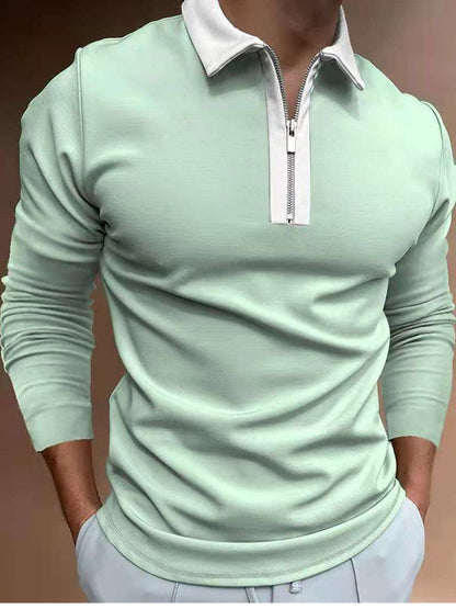 Herren Sweatshirt Stehkragen Modern Reißverschluss
