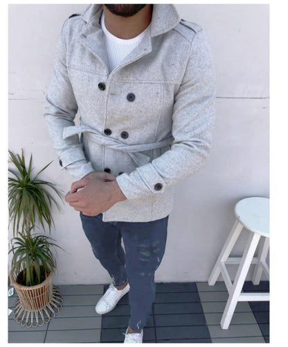 Herren Wintermantel Doppelreihig Modern Schwarz