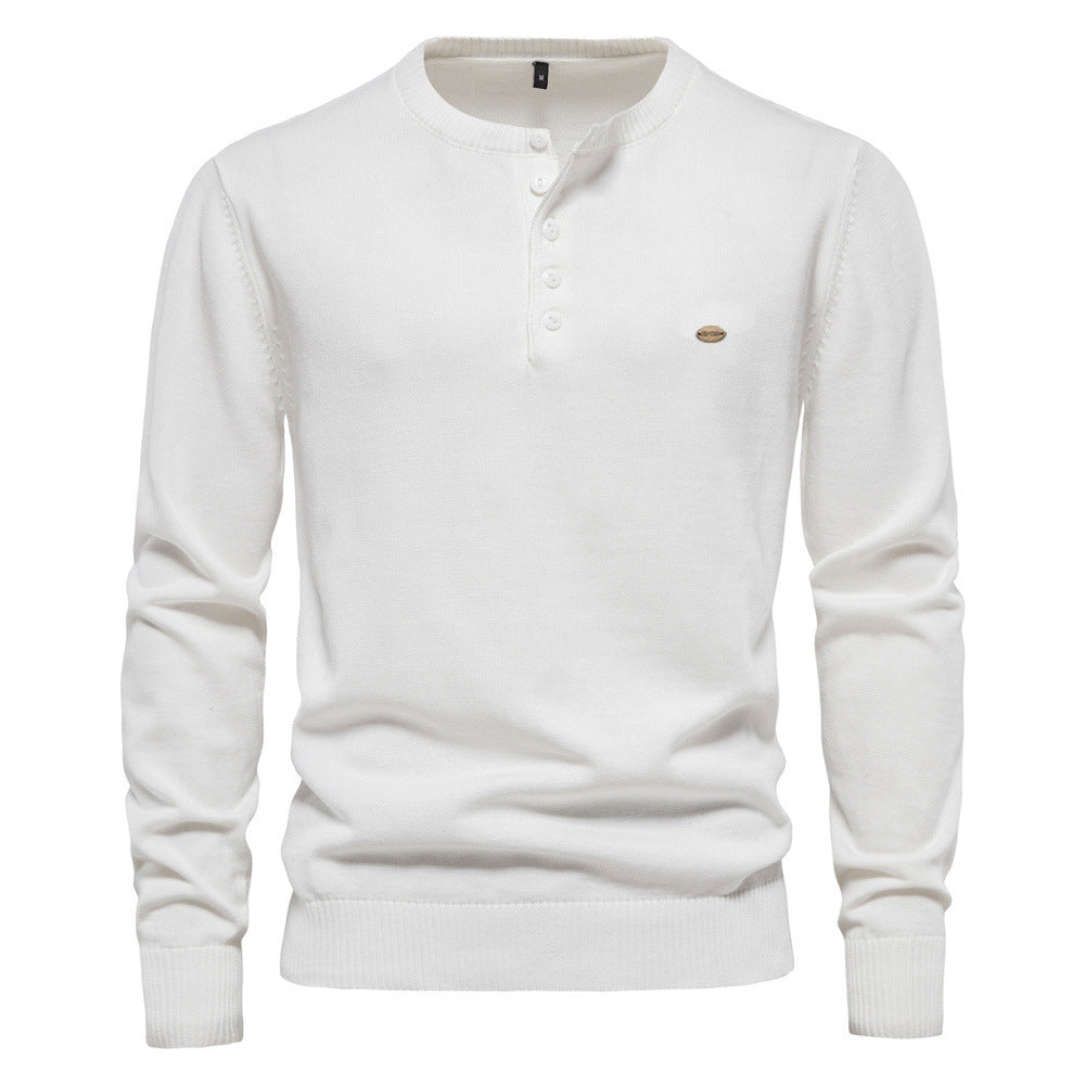 Strickpullover Herren Modern Henley Ausschnitt Feinripp