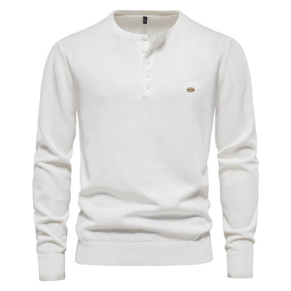 Strickpullover Herren Modern Henley Ausschnitt Feinripp