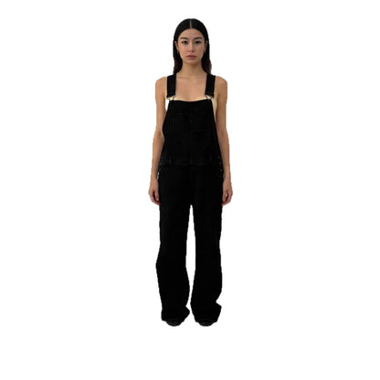 Damen Latzhose Jeans Weites Bein Tiefes Dekolleté