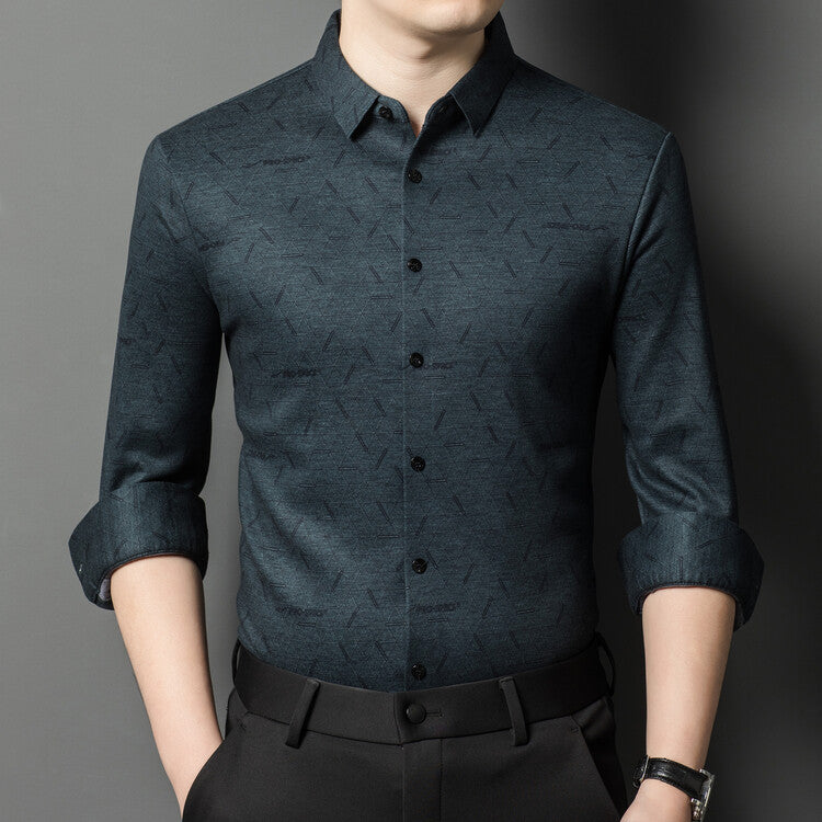 Herren Langarmhemd Modern mit Muster Berlin Style