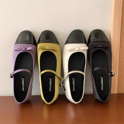 Damen Ballerinas Elegante Lederschuhe mit Schleife - BerlinGlamour