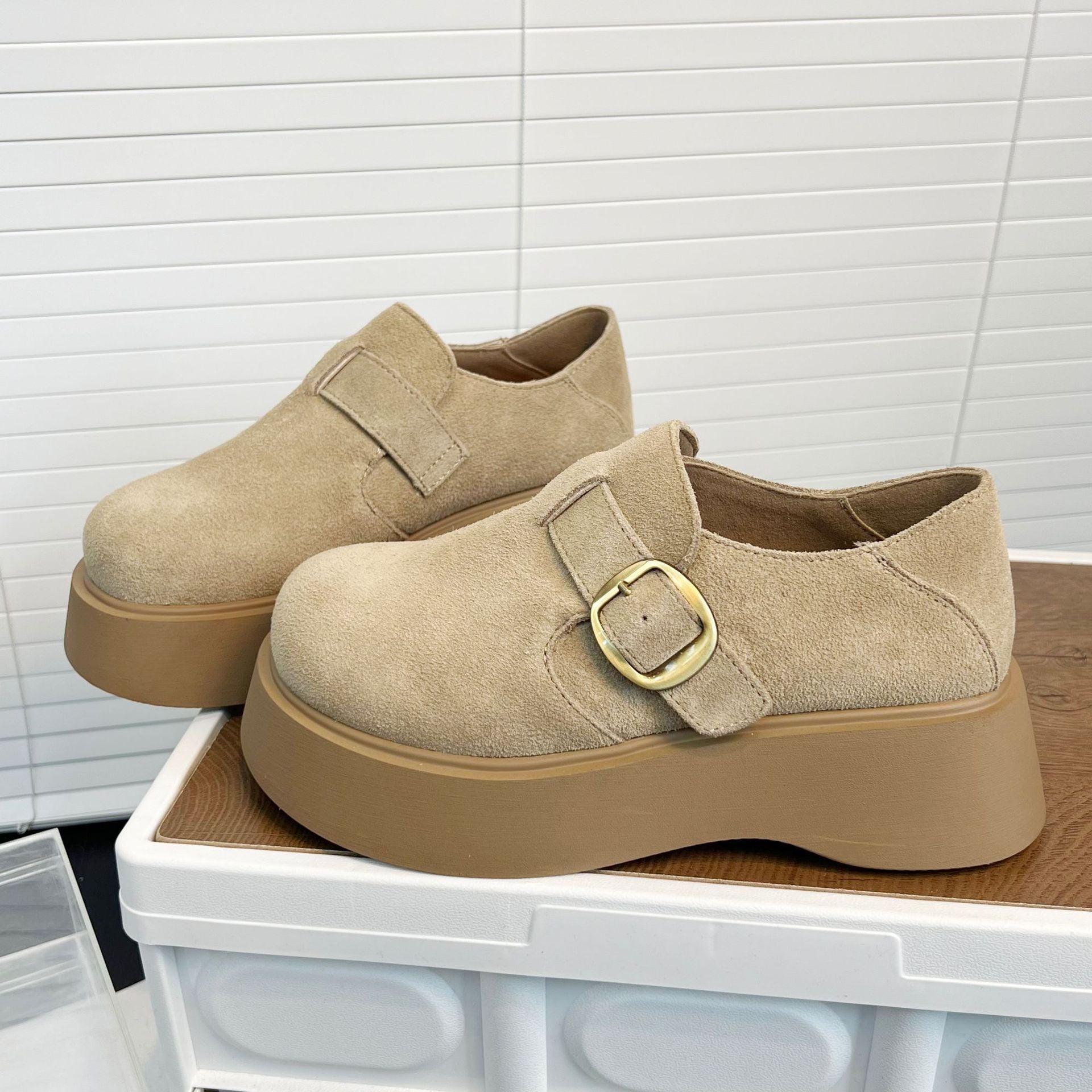Damen Plateau Schuhe Schnalle Modisch Hoch - BerlinGlamour