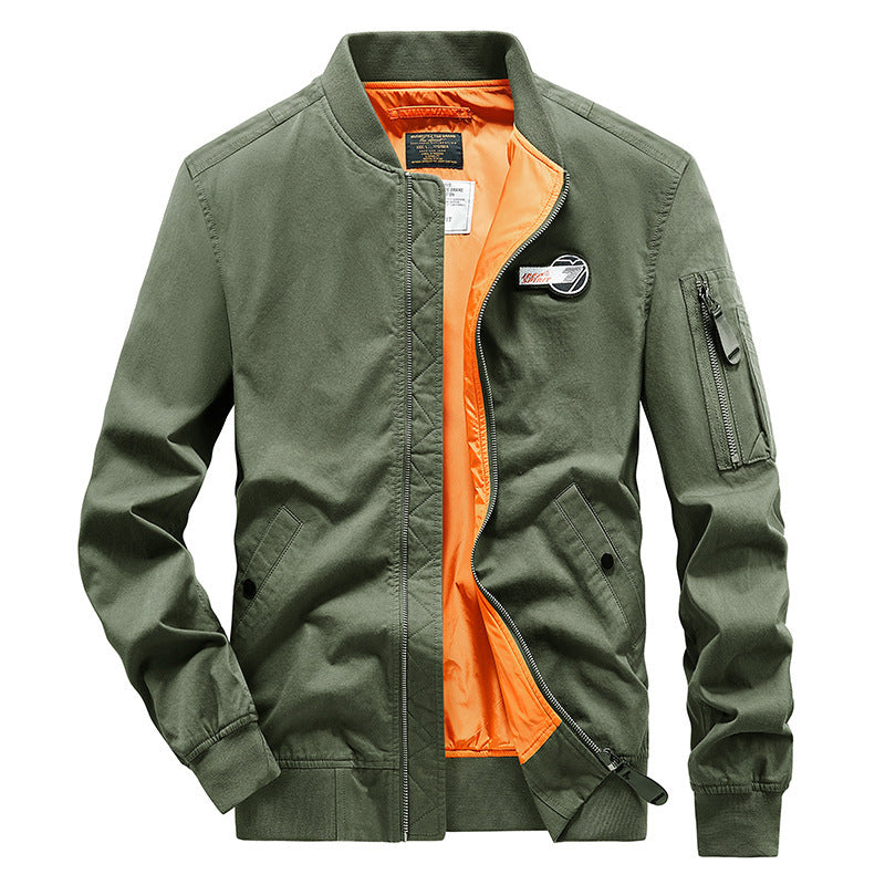 Herren Bomberjacke Slim Fit Reißverschluss Taschen Schwarz