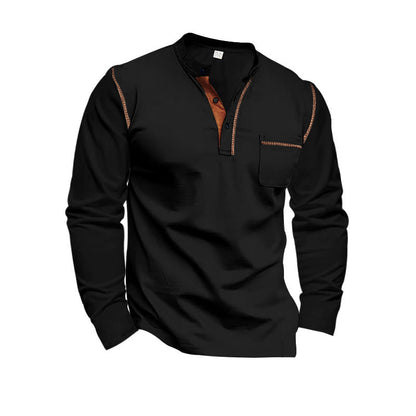 Herren Hemd Langarm mit Kragen und Brusttasche Modern
