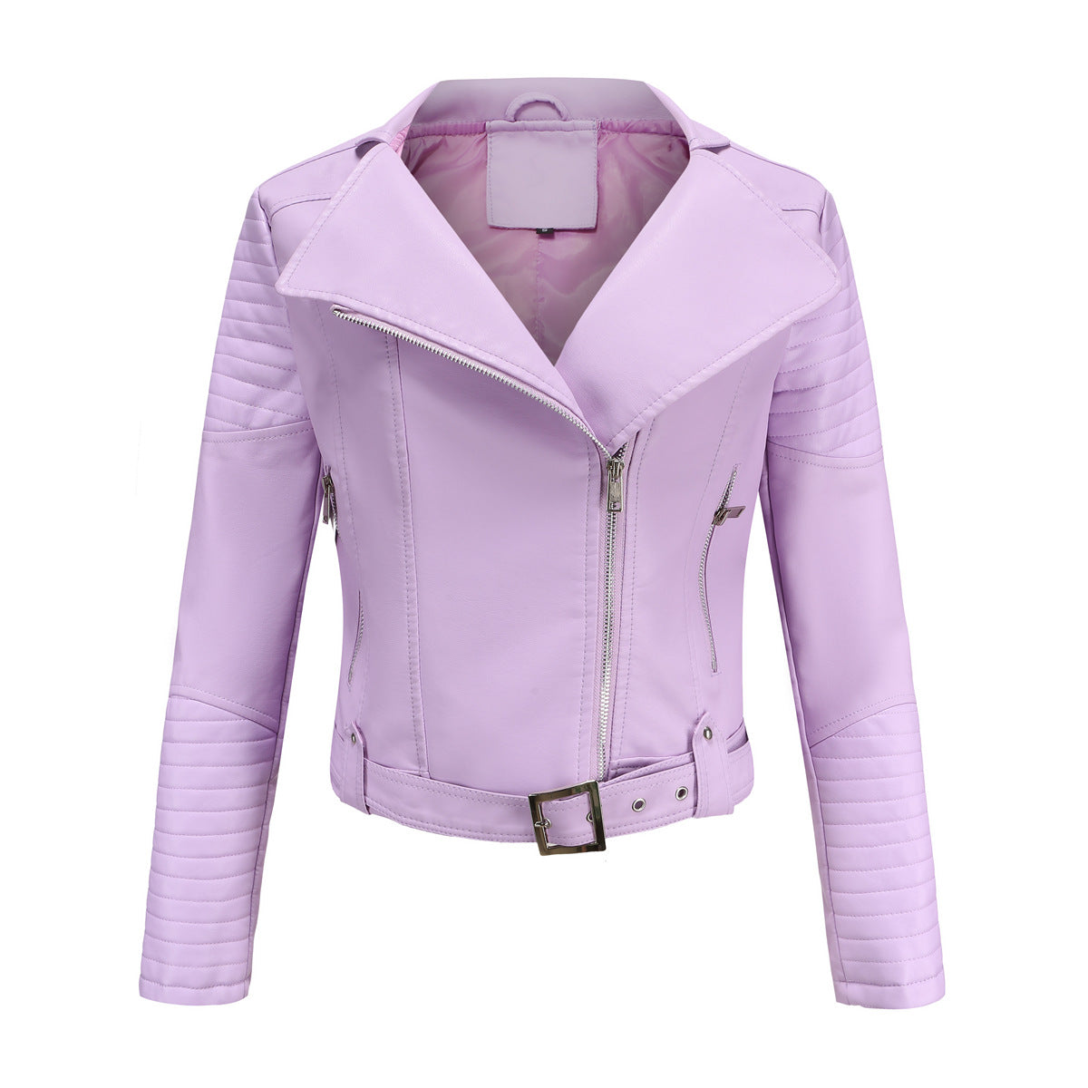 Schwarze Bikerjacke Damen Tailliert Leder Optik