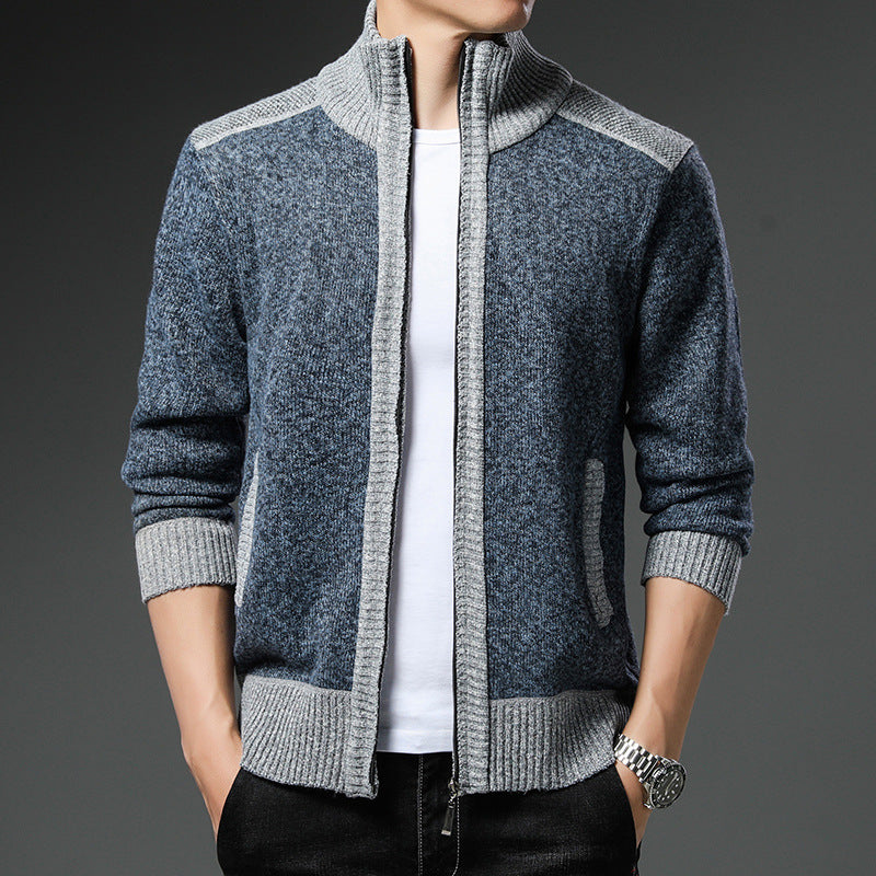 Herren Strickjacke Hochkragen Praktisch Mit Taschen