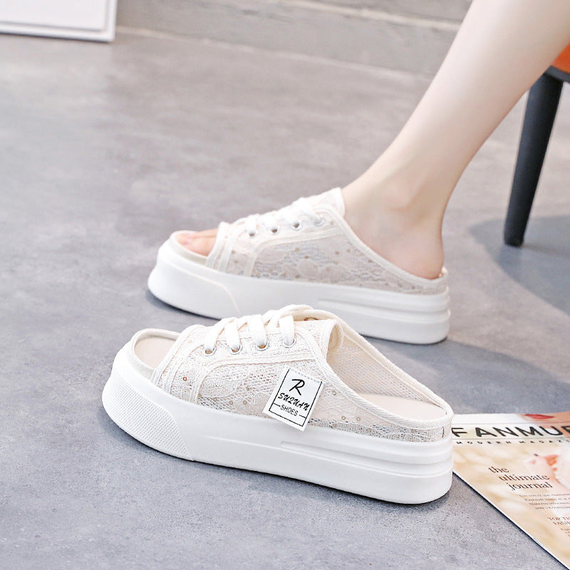 Damen Clogs mit Spitzendesign Komfortable Sneaker Schuhe