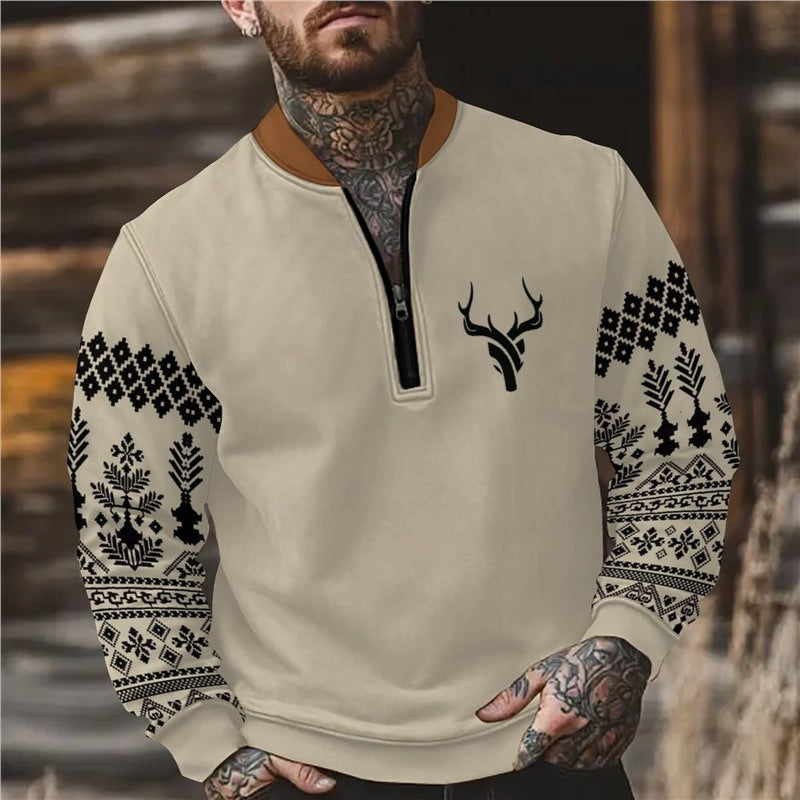 Herren Sweatshirt Reißverschluss Modern Sportlich