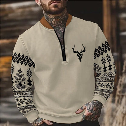 Herren Sweatshirt Reißverschluss Modern Sportlich