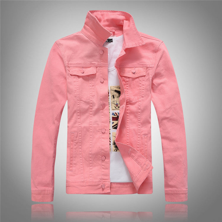 Herren Denimjacke Modern Stehkragen Taschen Elegant