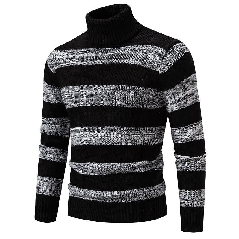 Herren Rollkragenpullover Streifenmuster Hochwertig Modisch