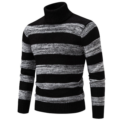 Herren Rollkragenpullover Streifenmuster Hochwertig Modisch
