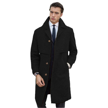 Herren Wollmantel Elegante Optik Doppelknopf Modern