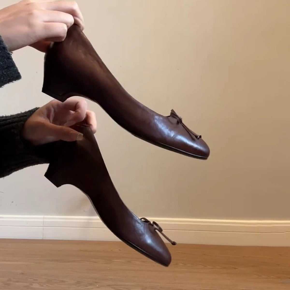 Damen Ballerinas Elegante Schnürung Schleifen Dekor