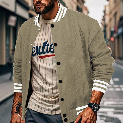 Herren Baseballjacke Modern mit Kontrastfarben und Struktur