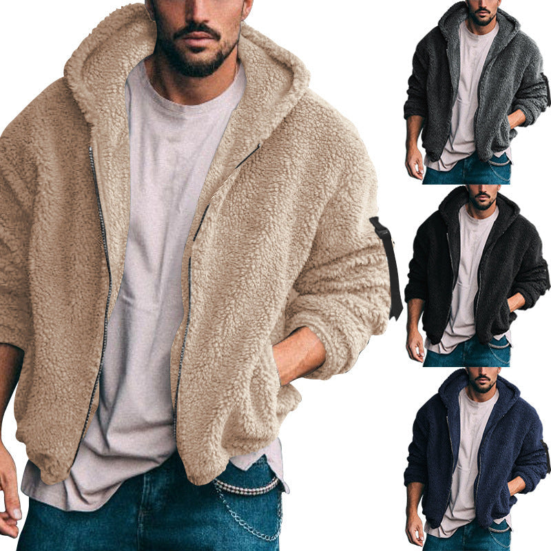 Herren Fleecejacke Kapuze Reißverschluss Warm Modern - BerlinGlamour