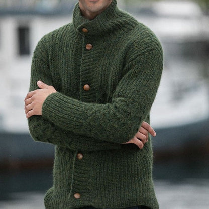 Herren Strickjacke Zopfmuster Stehkragen Modern