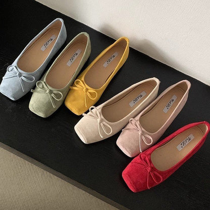 Damen Ballerinas Wildleder mit Schleifendetail Elegante Schuhe - BerlinGlamour