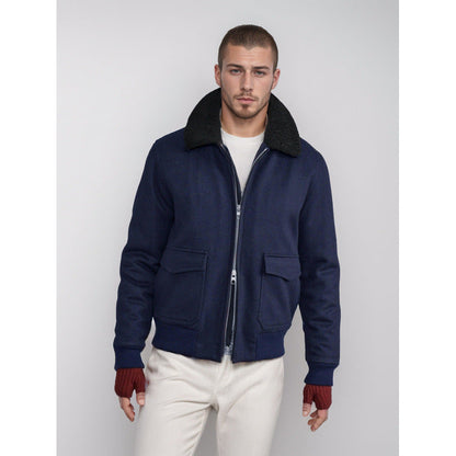 Herren Lederjacke Flugzeugstil Schwarz