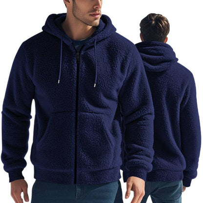 Herren Fleece-Hoodie Reißverschluss Kängurutasche Sportlich