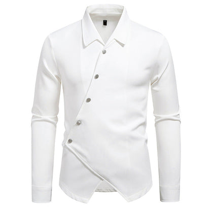 Exklusive Herren Hemdbluse Asymmetrisch Elegant Knopfdesign