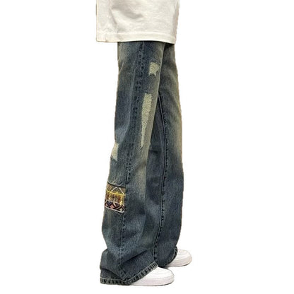 Herren Jeans Bootcut Modell Mit Nieten und Stickerei