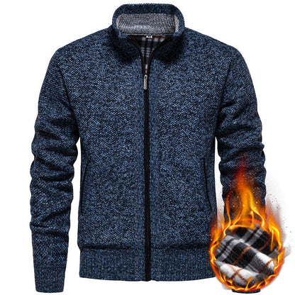 Herren Strickjacke Modern mit hohem Kragen und Taschen