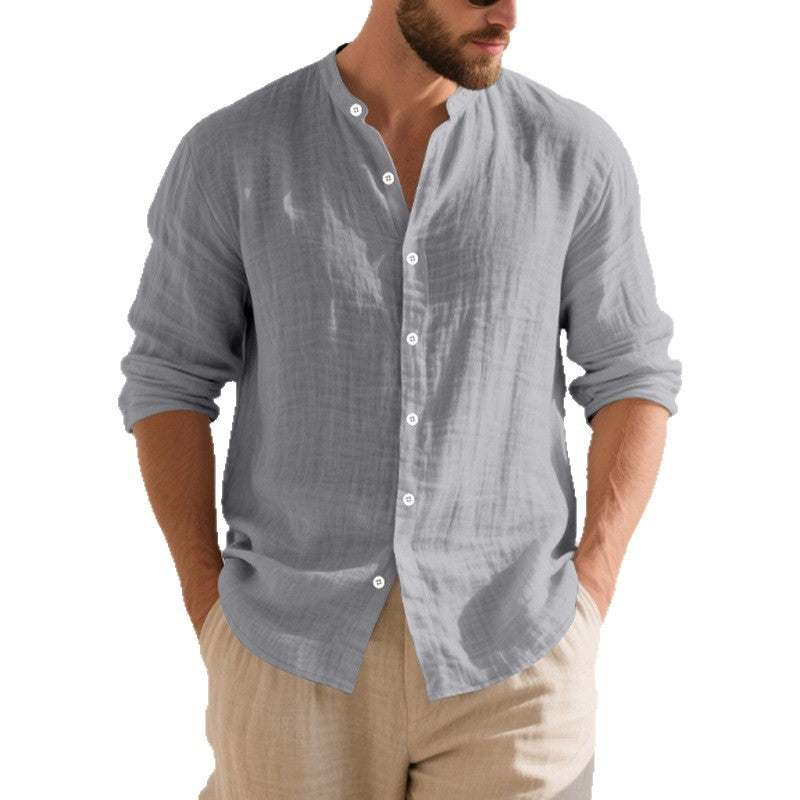 Herren Sommerhemd Leicht Stehkragen Modern