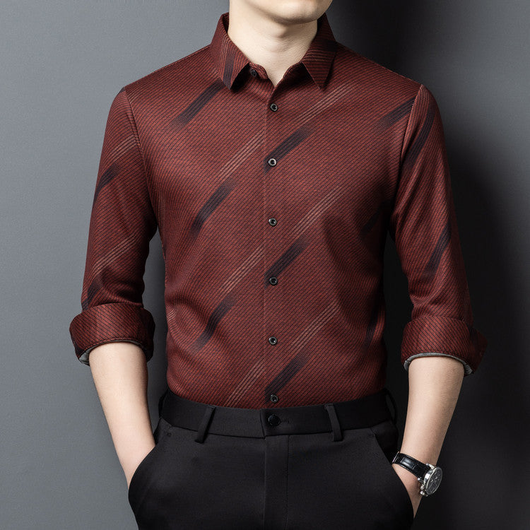 Herren Langarmhemd Modern Mit Trendigem Muster