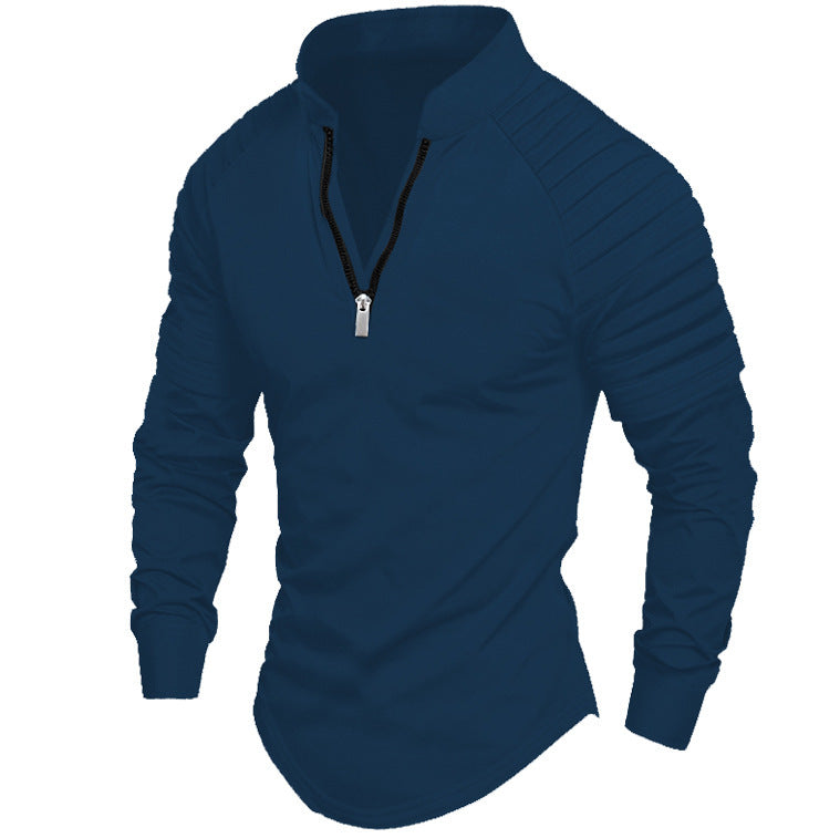 Herren Sportshirt Langarm Stehkragen Modern
